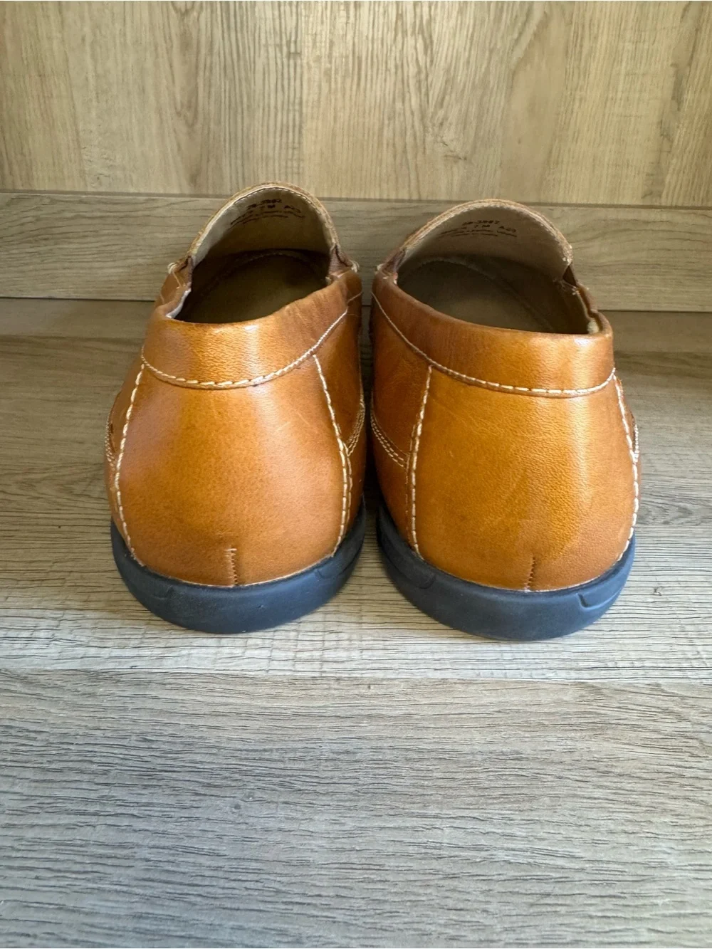 Johnston & Murphy Locklin Tan Full Leather Loafers Shoes Boys 7M